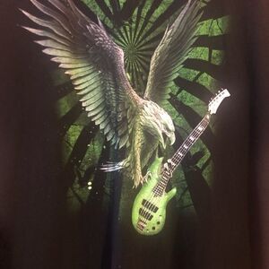Ink Inc. Eagle with guitar. Size XL. Black with green graphic